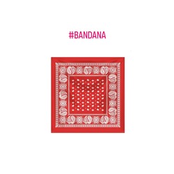Kırmızı Etnik Desenli Pamuklu Kare Bandana 