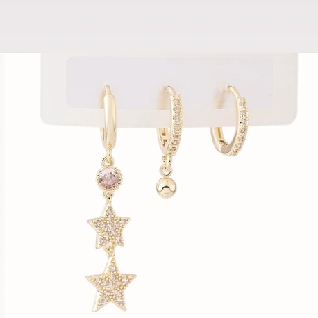Vip Zirkon taşlı Vip 3'lu Küpe 