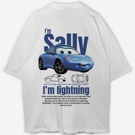 Sally Baskılı Oversize Beyaz T-shirt