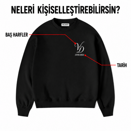 Kişiye özel tasarım baskılı kapşonsuz oversize sweatshirt
