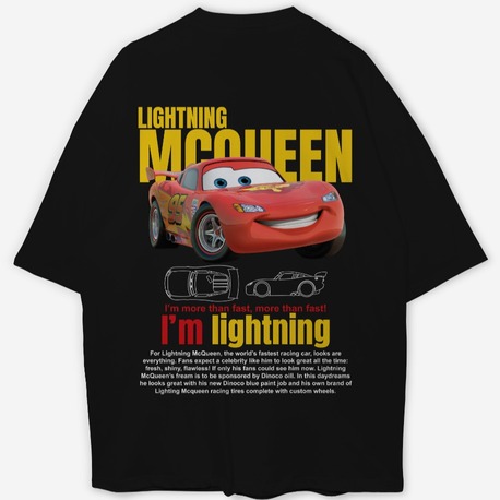 Mcqueen Baskılı Oversize Siyah T-shirt