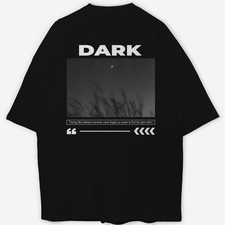 Dark Baskılı Oversize Siyah T-shirt