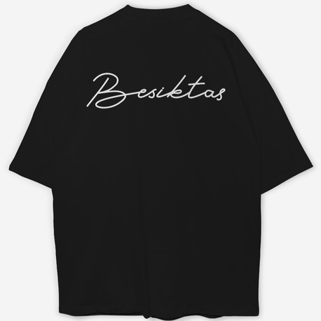 Beşiktaş Baskılı Oversize siyah T-shirt 