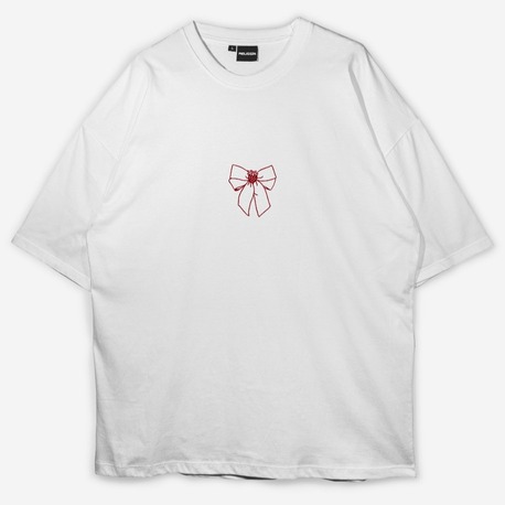 Çilekli Kurdele Baskılı Oversize T-shirt 