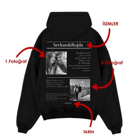 Kişiye özel Şiirsel Tasarım Baskılı Oversize sweatshirt