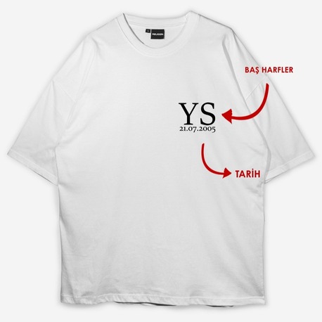 Kişiye özel Baş harfli Özel Tasarım Baskılı Oversize T-shirt 
