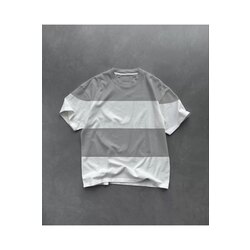 Unisex Bisiklet Yaka Parçalı T-Shirt - Gri