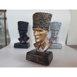 atatürk heykeli, kalpaklı atatürk büstü gold 