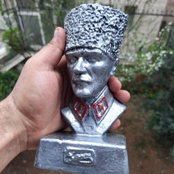 atatürk heykeli, kalpaklı atatürk büstü gümüş