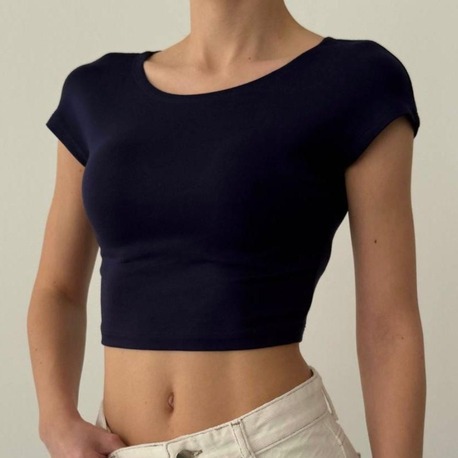 U Yaka Japone Kol Crop Üst
