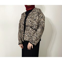 Kapitone Leopar Desenli Ceket