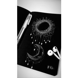 Siyah Yapraklı Defter A5 Black Sketch 