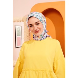 Çiçek Tarlası Twill Eşarp Mor