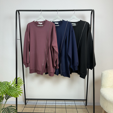 Fermuar detaylı sweatshirt 