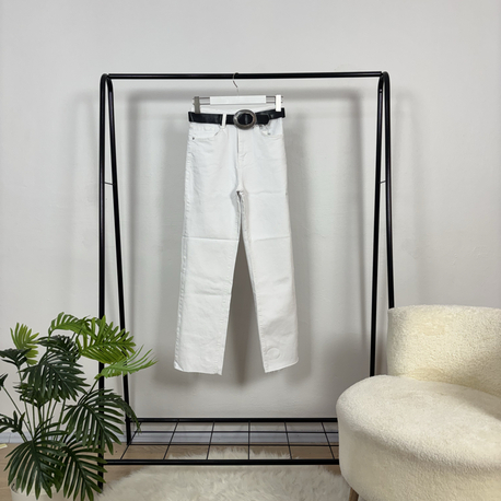 Kemerli denim pantolon 