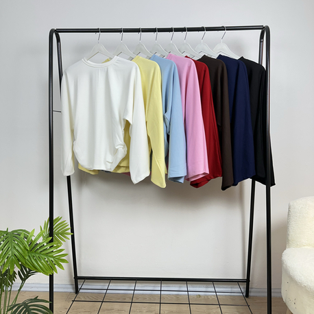 Yanı büzgülü kısa sweatshirt 