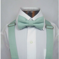 Mint Yesili pamuk kumaş çocuk Papyon pantolon askısı setimiz.