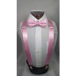 Pembe Saten kumaş çocuk Papyon pantolon askısı setimiz