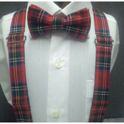 ekoseli Büyük Yetişkinler için Papyon ve Askı Seti