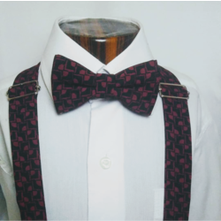 Siyah kırmızı çocuk Papyon ve Pantolon Askı kombin setimiz.