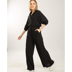 Siyah Beli Büzgülü Crop Takım 