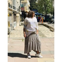 Aslı batik desenli yarasa kol bluz
