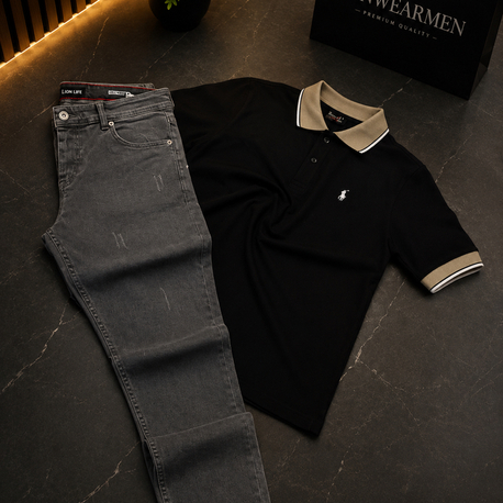 Premium Gri Denim Jean Pantolon KOMBİNİ
