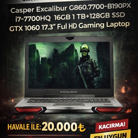 Casper Excalibur G860.7700-B190PX i7-7700HQ 16GB 1 TB+128GB SSD GTX 1060 17.3