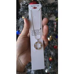 Gümüş renk Taşlı Kalpli Çelik Kolye