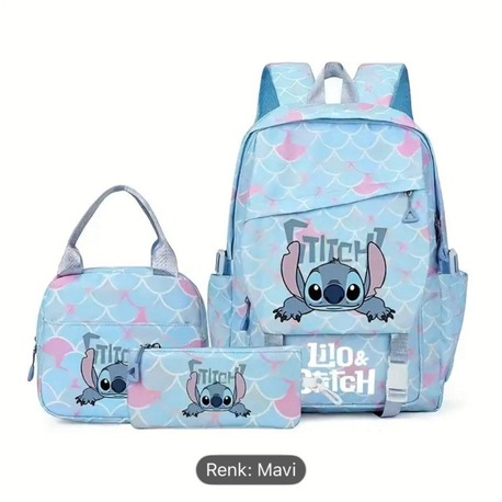 Stitch 3'lü Okul Çantası Seti