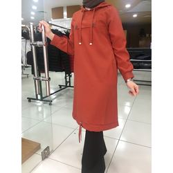 Turuncu Kapüşonlu Tunik 
