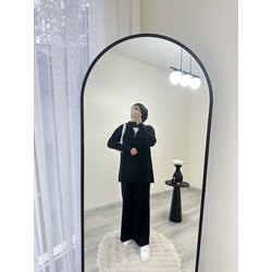 FERMUAR DETAYLI SİYAH TRİKO TAKIM 