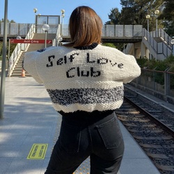 Black Slogan Cardigan (Kişiselleştirilebilir)