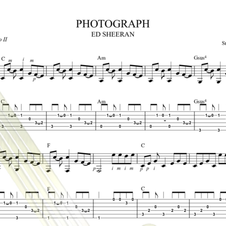 Ed Sheeran - Photograph Fingerstyle Tab / Nota