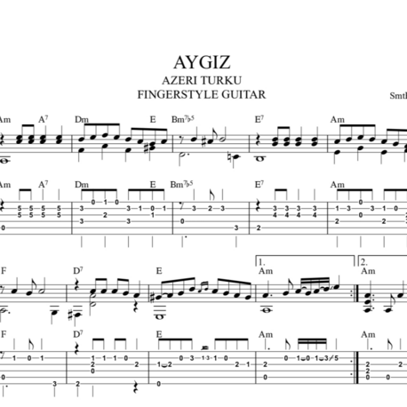 Aygız - Azeri Türkü Fingerstyle Gitar Tab/Nota