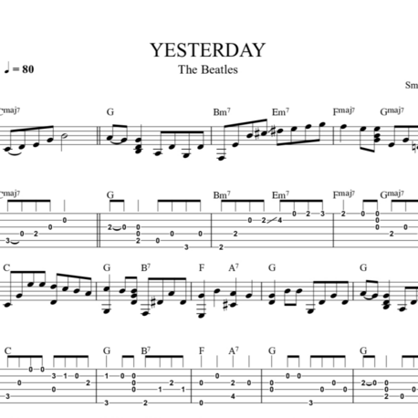 The Beatles - Yesterday Fingerstyle Guitar Tab/Nota