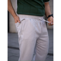 Erkek Keten Cepli Çıma Dikişli Jogger Buggy Pantalon Rahat Kalıp - Gri