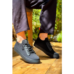 KB-110 Kuback Siyah Triko Siyah Yüksek Taban Bağcıklı Günlük Erkek Ayakkabı