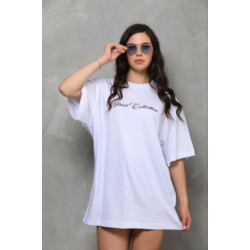 Baskılı T-Shirt Kısa Kol Bisiklet Yaka Regular Rahat Kalıp Günlük Tişört - Beyaz