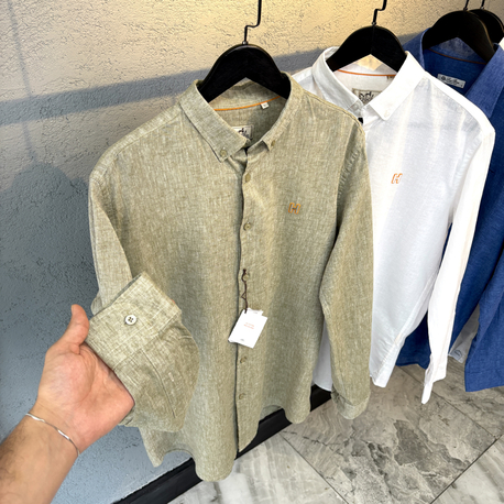 HERMES %100 Ham Keten Gömlek