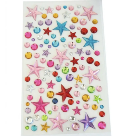 Karışık Renk Yıldız Figürlü Yapışkanlı Taş Sticker