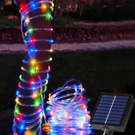 Solar Güneş Enerjili 10 Metre Neon RGB Şerit Flexible Dış Mekan Su Geçirmez 
