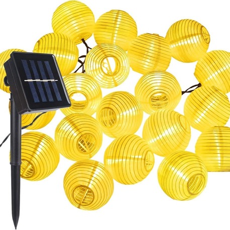 Solar 20 Ledli 3 Metre Mini Japon Feneri Sarı Güneş Enerjili 8 Modlu 
