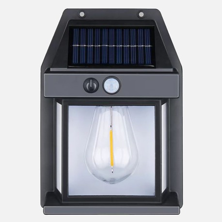Solar Led Aplik Rustik Ampul  Sensörlü Güneş Enerjili Duvar Aydınlatması