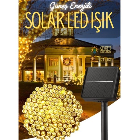 Solar 12 Metre Gün Işığı 100 Ledli Boncuk Led Güneş Enerjili