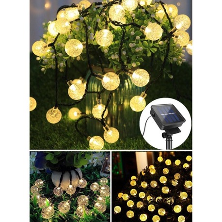 Solar 50 Ledli 8 Modlu Cam Kristal Top 8 Metre Gün Işığı  Güneş Enerjili Bahçe Aydınlatma