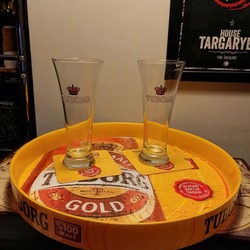 Tuborg Gold Yeni Üretim Servis Tepsisi 6 bardak altlığı 