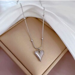 Çelik Silver Dorikali Kalp Kolye