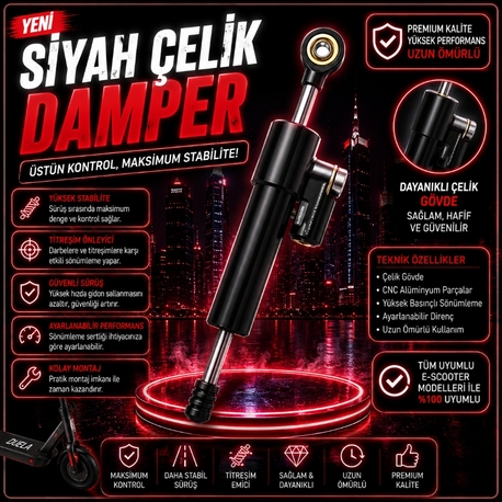 E-Scooter Uyumlu Siyah Renk Damper 