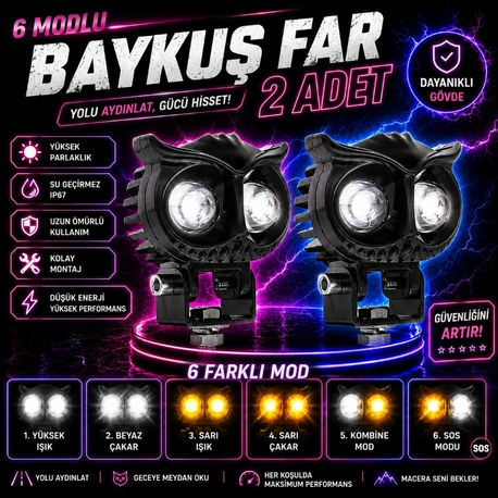 6 Modlu Baykuş Far 2 Adet